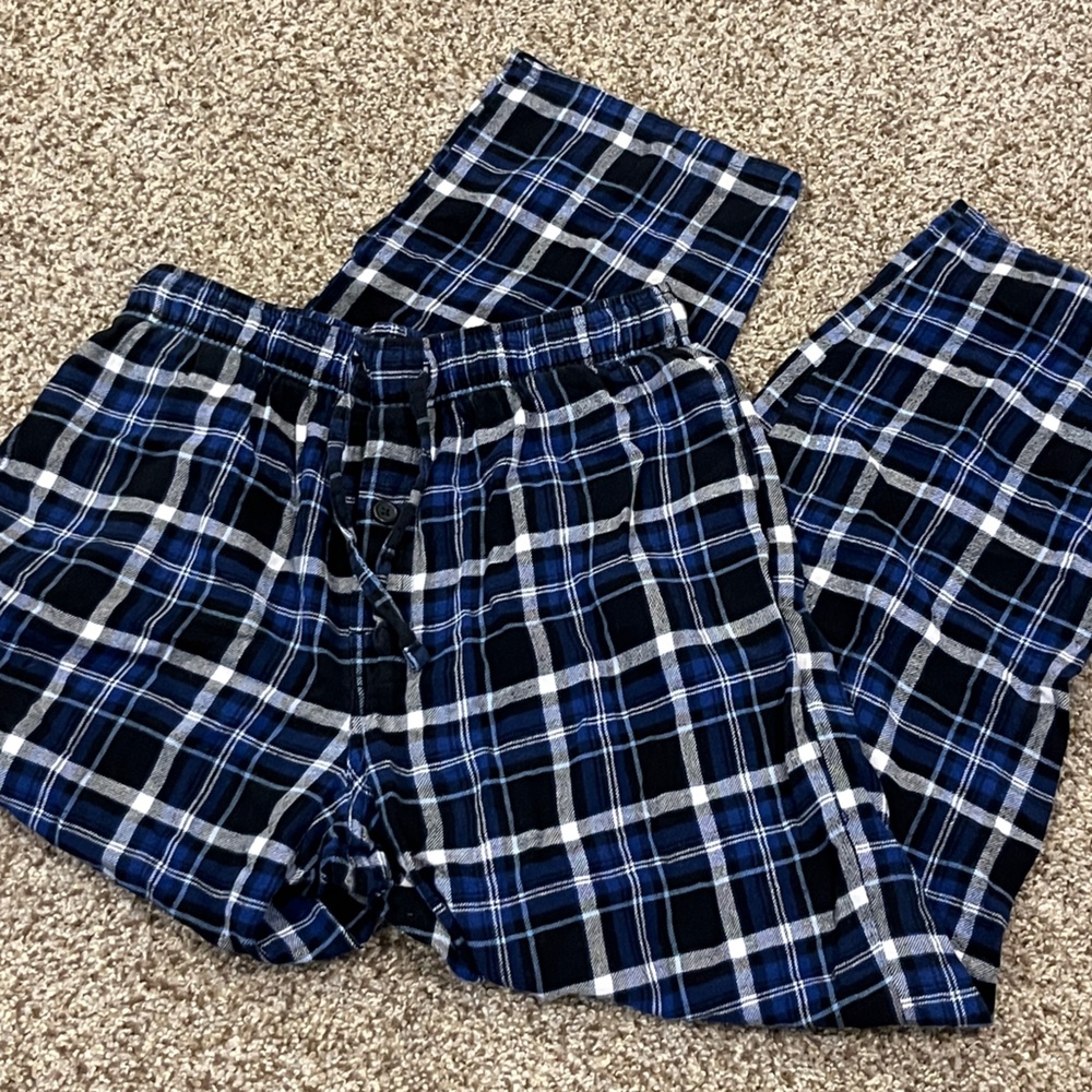 Fruit of the Loom blue plaid flannel sleepwear pants, men’s M, cotton